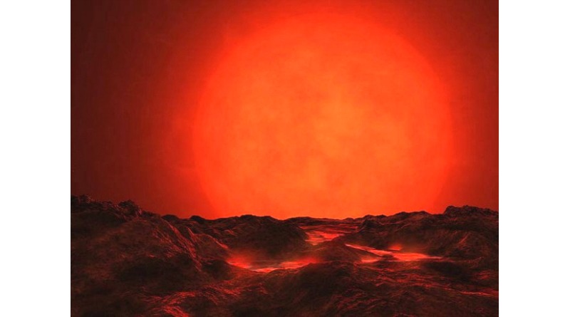 Rappresentazione artistica di come potrebbe apparire il pianeta Proxima b e il suo sole rosso