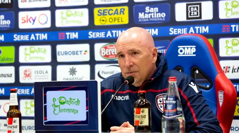 L'allenatore del Cagliari Rolando Maran alla vigilia di Cagliari-Frosinone (foto Paolo Mastrangelo - Cagliari Calcio)