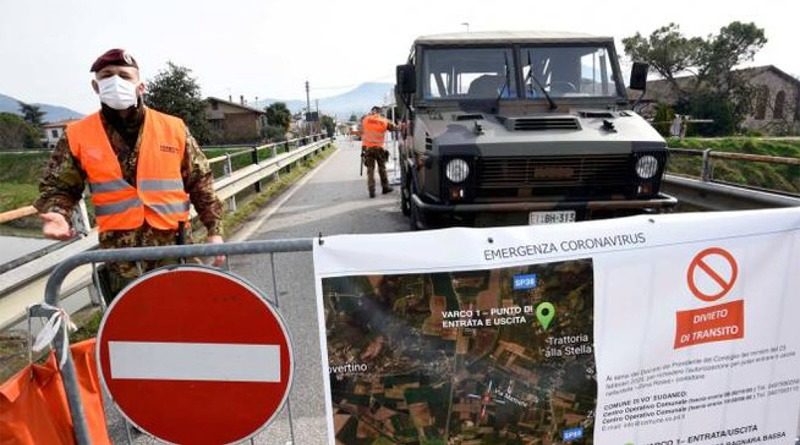 Posto di blocco emergenza coronavirus