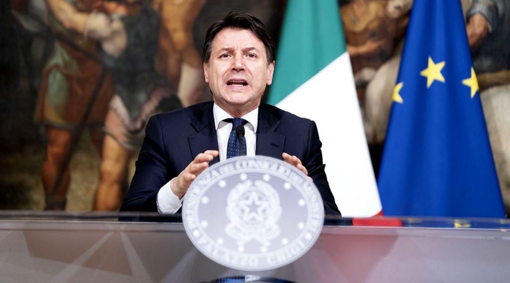 Palazzo Chigi, 01/04/2020 - Il Presidente del Consiglio, Giuseppe Conte, in conferenza stampa