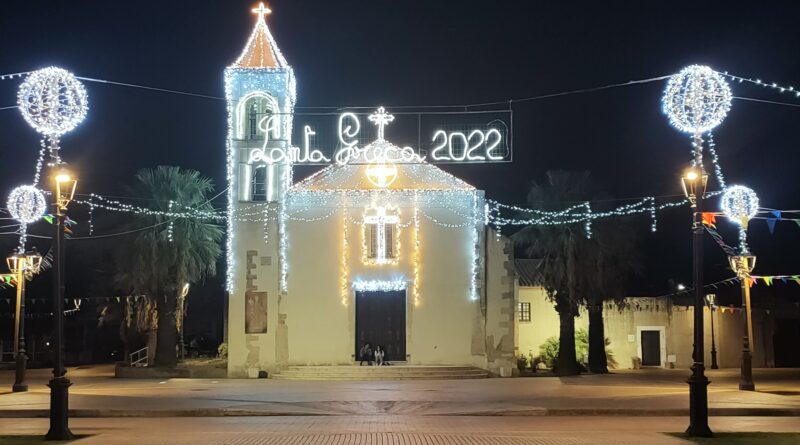Decimomannu. Santa Greca: la Chiesa addobbata e illuminata per la sagra del 2022 – foto di Stefano Piras