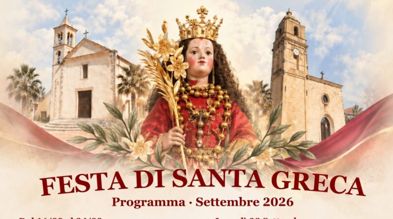 Il programma della Festa di Santa Greca dal 16 settembre al 4 ottobre 2026
