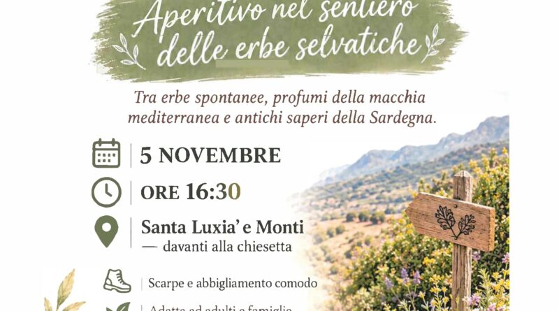 Assemini. Estate Asseminese 2026-Passeggiata esperienziale a Gutturu Mannu- “aperitivo nel sentiero delle erbe selvatiche”