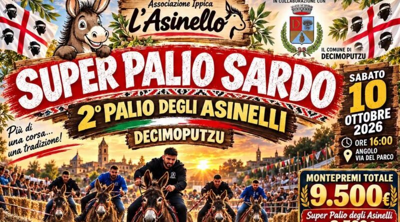 Decimoputzu. Sabato 10 ottobre 2026 il 2° PALIO DEGLI ASINELLI Decimoputzu. Sabato 10 ottobre 2026 il 2° PALIO DEGLI ASINELLI